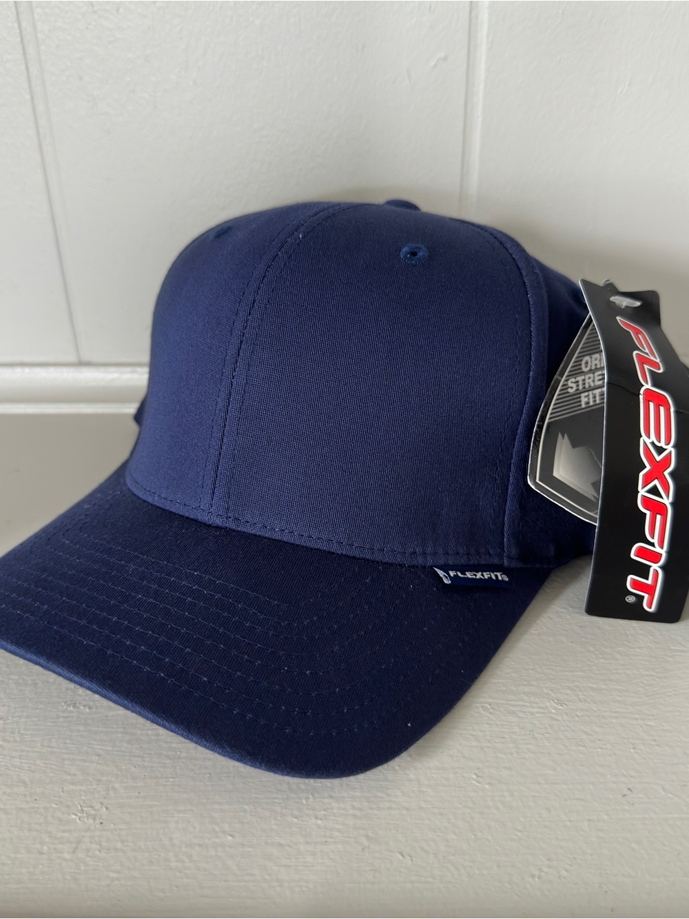 Navy Flexfit Original Fitted Hat 6 Panel Baseball Cap Stretch S/M Small/Medium